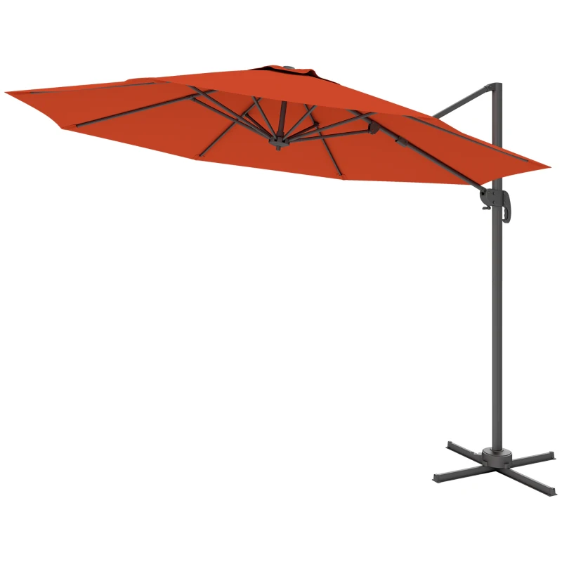 Outsunny Five-Position Overhanging Parasol - Orange