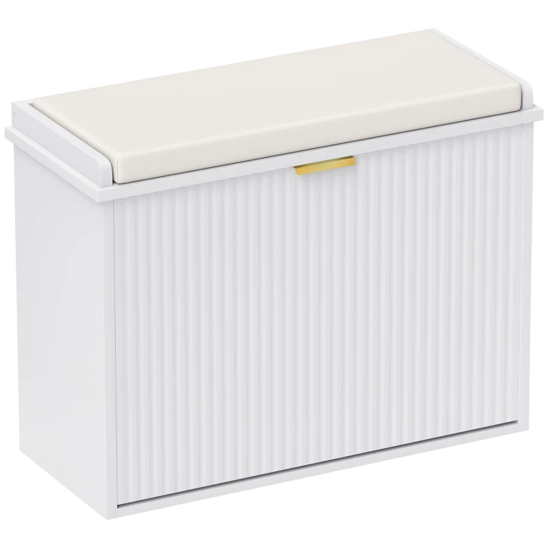 HOMCOM Elegant Six Shoe Bench, with Top Seat - White