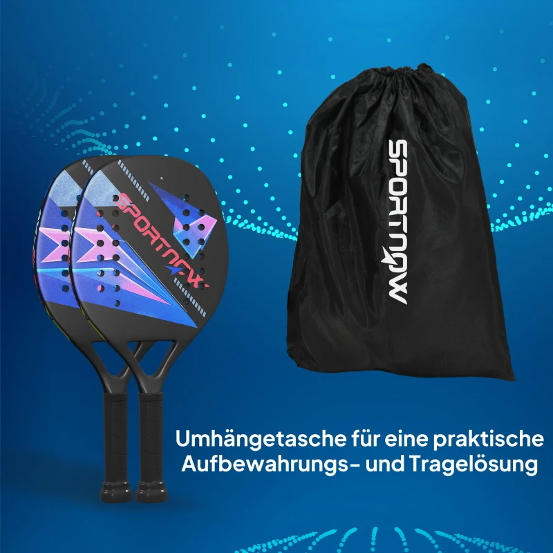 SPORTNOW Strandtennisracket-Set met Antislip Grip, Koolstofvezel, Zwart