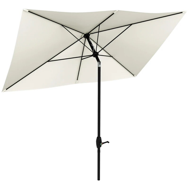 Outsunny Umbrela de Gradina Dreptunghiulara UV 50 cu Deschidere cu Manivela si inclinare Reglabila, 200x300 cm, Bej