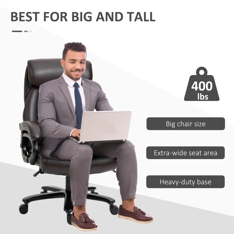 Vinsetto Krzesło biurowe fotel biurowy krzesło obrotowe z regulacją wysokości funkcja przechylania skóra PU kolor brązowy