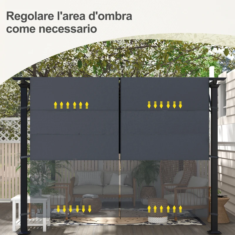 Outsunny Copertura per Gazebo Pergola 3x3 m in Poliestere con Tasche e Cinghie, 488x122 cm, Grigio Carbone