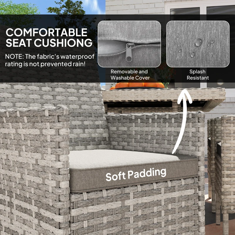 Outsunny Seven-Piece Rattan Dining Set - Mixed-Grey