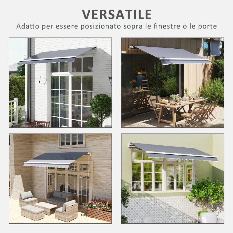 Outsunny Telo di Ricambio Tenda Parasole Retrattile 3x2.5m in Poliestere Anti UV 50+, Giardino, Grigio
