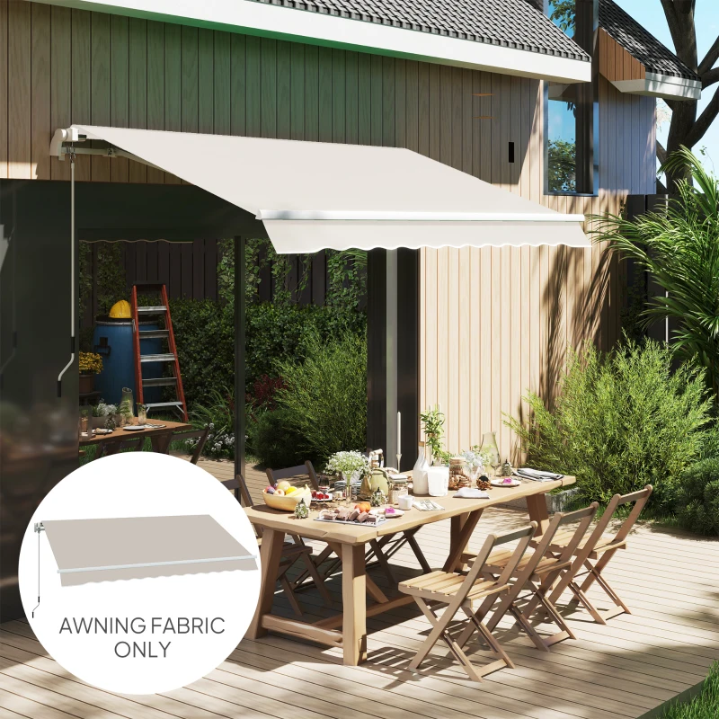 Outsunny Awning Replacement Canopy, Water Resistant UPF 50+ Sun Shade Cover for 3 x 2.5 m Garden Awning (Fabric Only), Cream White