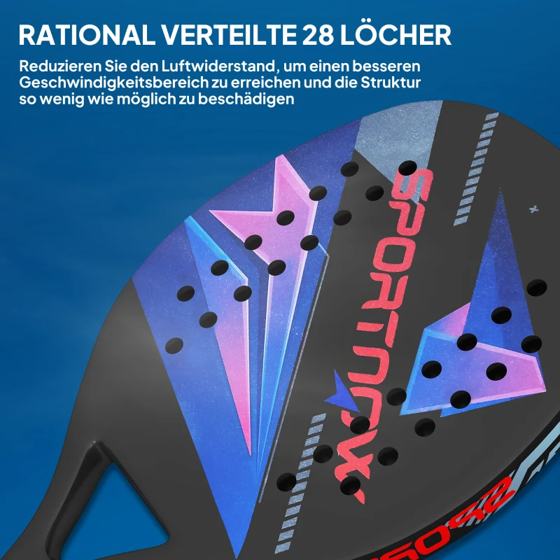 SPORTNOW Strandtennisracket-Set met Antislip Grip, Koolstofvezel, Zwart