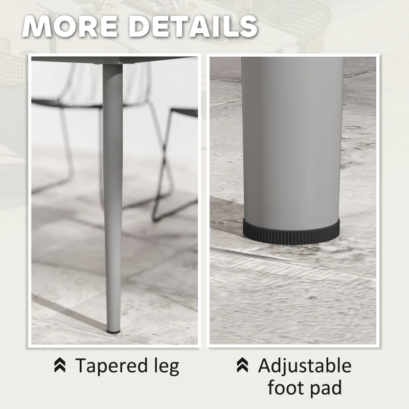 Outsunny Garden Table, Outdoor Dining Table for 6 People, 160 x 90 x 74 cm, with Rust Resistant Metal Frame, WPC Top, for Balcony, Terrace, Light Grey