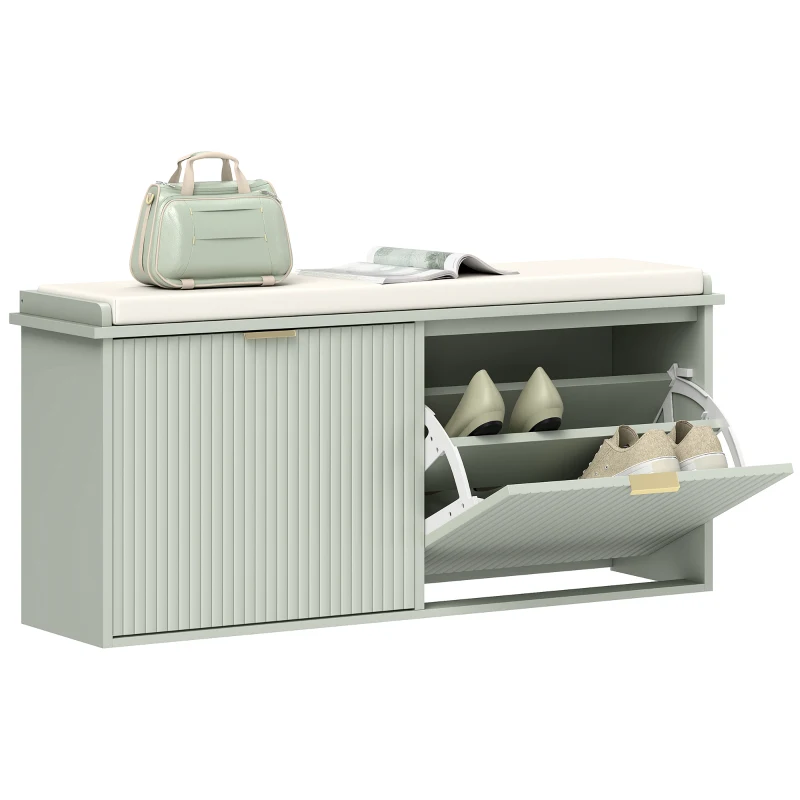 HOMCOM Elegant Ten Shoe Bench, with Top Seat - Green