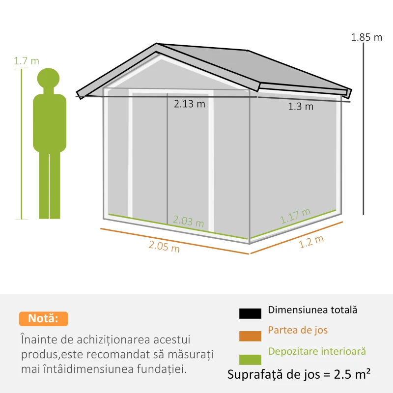 Outsunny Sopron de Gradina pentru Depozitare Unelte(m-3)