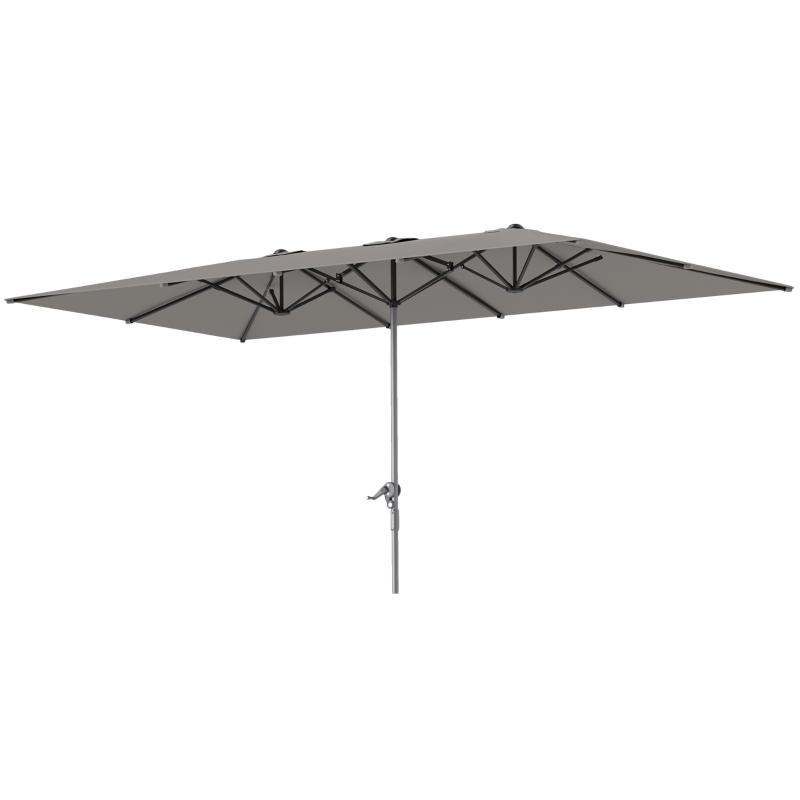 Outsunny Podwójny parasol, 451 x 264 cm Parasol z systemem korbkowym, 12 metalowych prętów, Maszt aluminiowy, Ciemnoszary