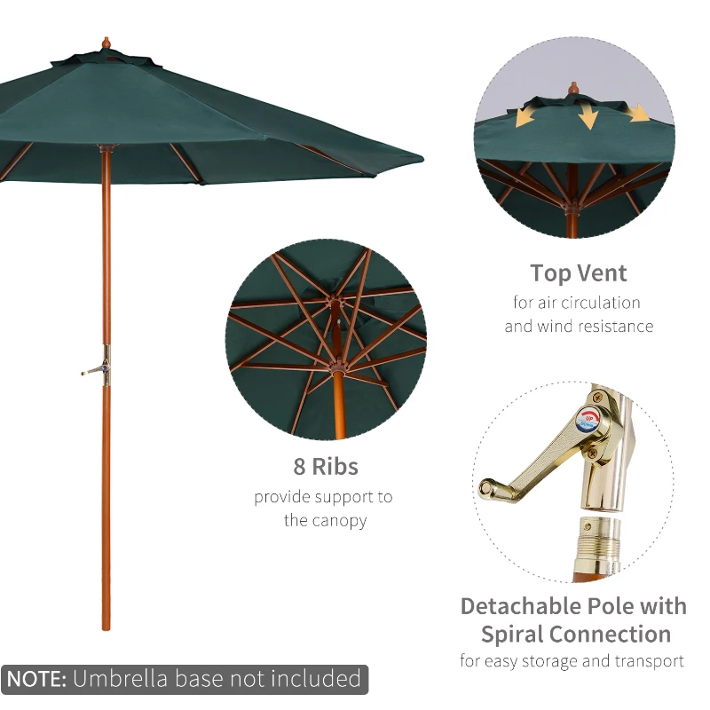 Houten zonnescherm houten parasol tuinscherm balkonparasol marktparasol