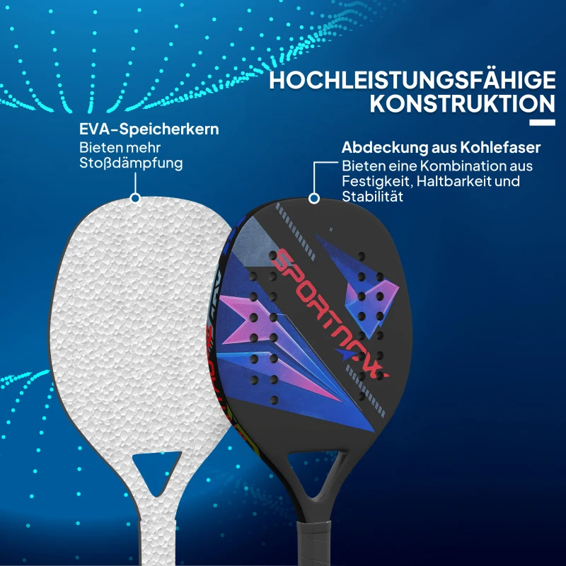 SPORTNOW Strandtennisracket-Set met Antislip Grip, Koolstofvezel, Zwart