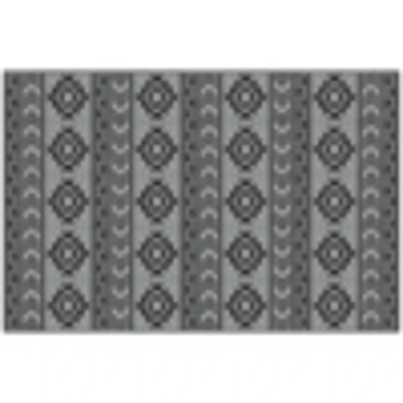 Outsunny dywan zewnętrzny, wodoodporny, dwustronny design, wysokiej jakości włókno plastikowe, czarny+szary, 182 x 274cm