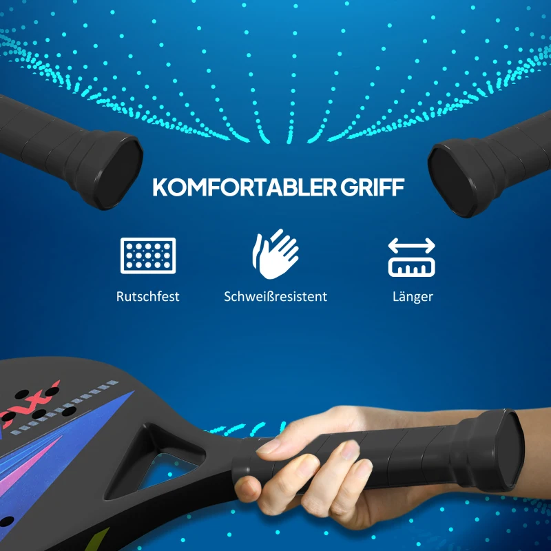 SPORTNOW Strandtennisracket-Set met Antislip Grip, Koolstofvezel, Zwart