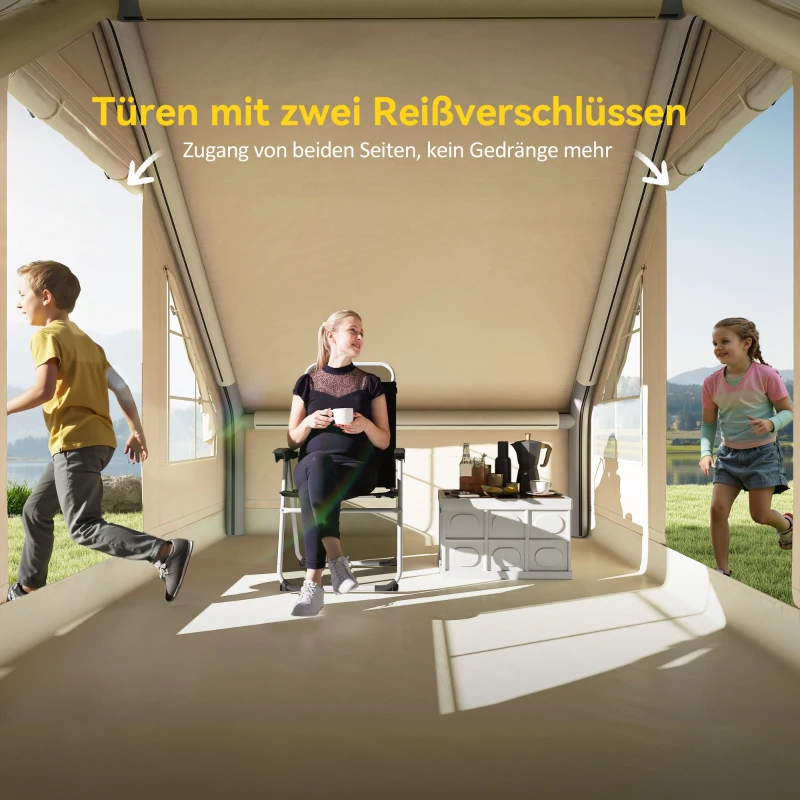 Outsunny Nadmuchiwany Namiot Campingowy, Sypialny, Oxford, Okna z Siatki, Wodoodporny