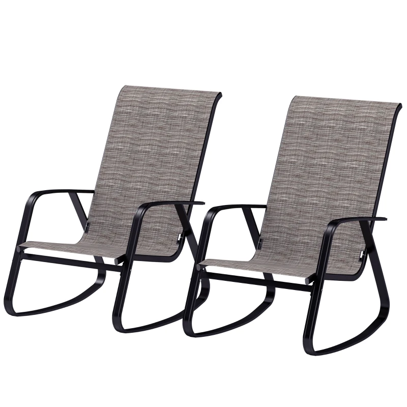 Outsunny Set of Two Rocking Garden Chairs - Light Brown