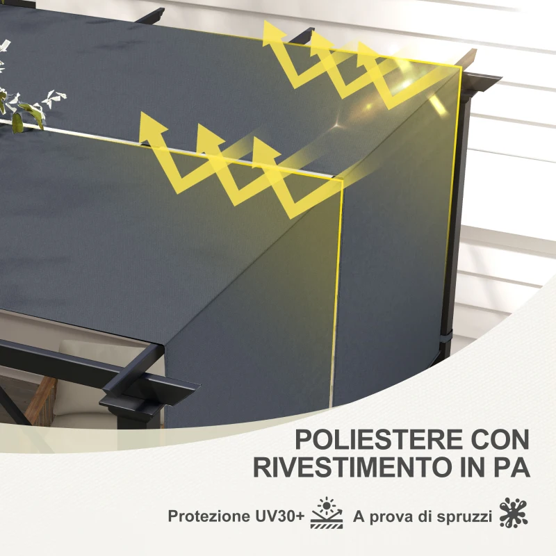 Outsunny Copertura per Gazebo Pergola 3x3 m in Poliestere con Tasche e Cinghie, 488x122 cm, Grigio Carbone