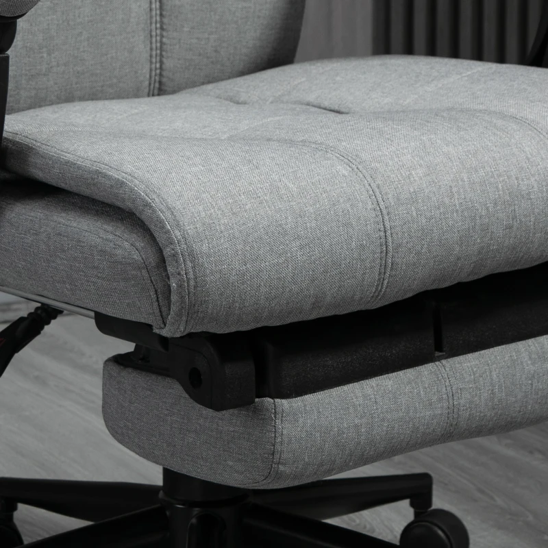 Krzesło biurowe Vinsetto z podnóżkiem szare 66 cm x 70 cm x 124 cm