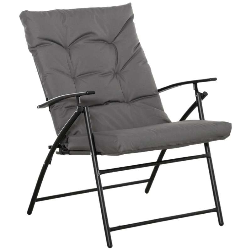 Outsunny Chaise de camping chaise de pêche pliante et portable, dossier haut, coussin rembourré et amovible 65 x 65 x 94 cm, gris
