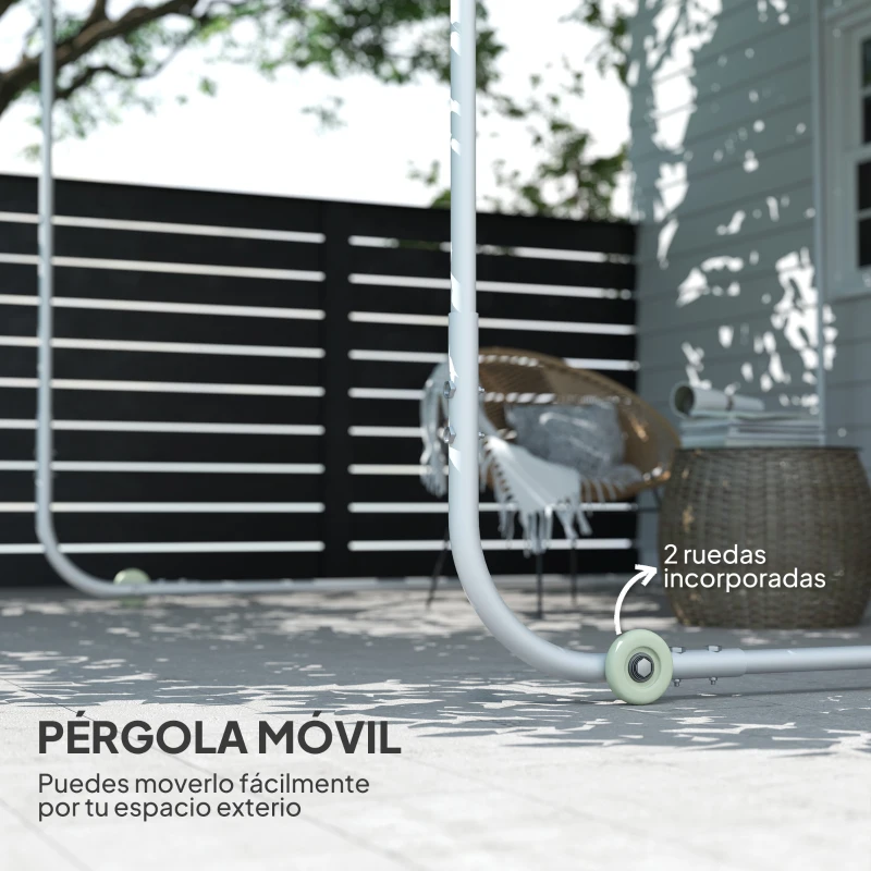 Outsunny Cenador de Jardín 3x3 m con Ruedas Protección UV 30+ Impermeable Sacos de Arena y Marco de Acero Crema