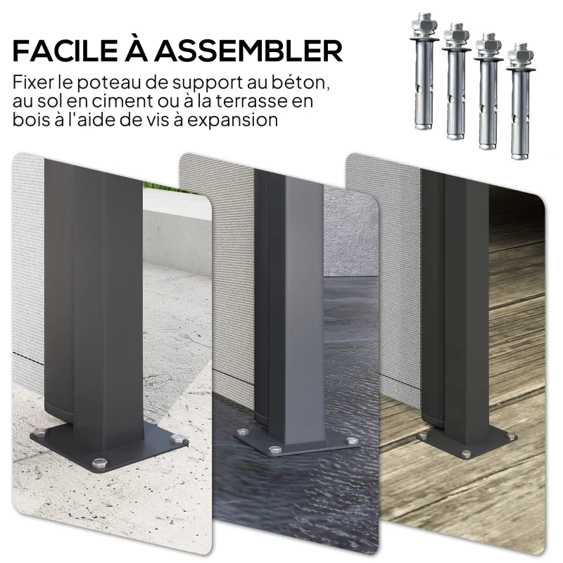 Outsunny Store latéral Brise-Vue paravent rétractable dim. 3L x 1,8H m alu. Polyester Anti-UV Haute densité 180 g/m² gris clair