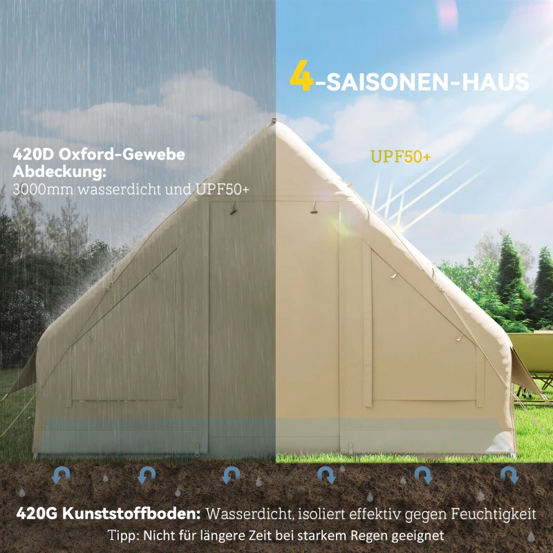 Outsunny Nadmuchiwany Namiot Campingowy, Sypialny, Oxford, Okna z Siatki, Wodoodporny