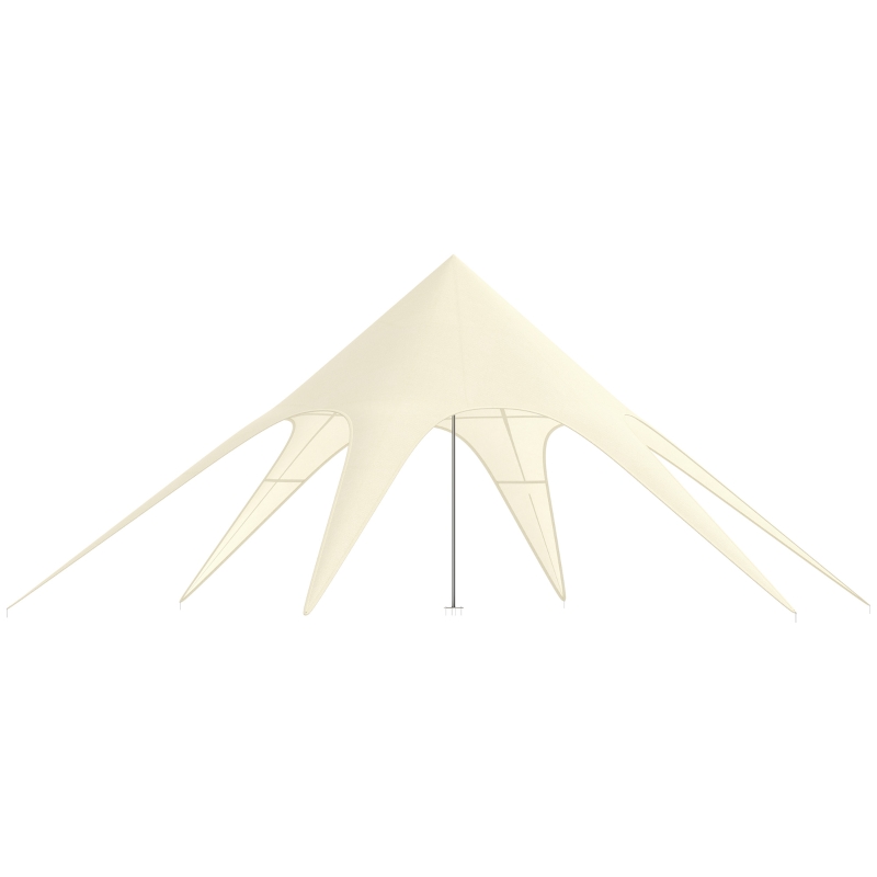 Outsunny Tente de jardin XXL en étoile bâche anti-pluie voile d'ombrage 10 x 10 x 4 m polyester haute densité 210D beige