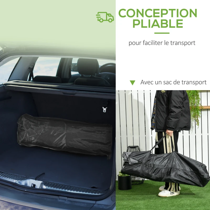 Outsunny Bain de soleil chaise longue pliante avec poche latérale, porte-gobelet et sac de transport, 68 x 190 x 48 cm, noir