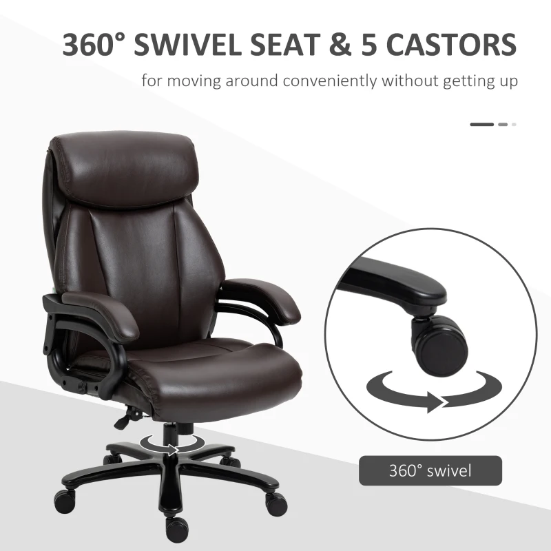 Vinsetto Krzesło biurowe fotel biurowy krzesło obrotowe z regulacją wysokości funkcja przechylania skóra PU kolor brązowy