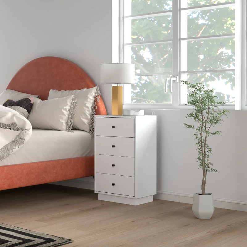 HOMCOM Kommode Sideboard mit 7 Schubladen Schrank aus Holzwerkstoff im Modern Stil 47 x 29 x 75 cm Weiß(m-7)