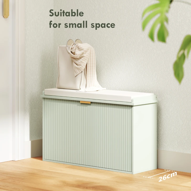 HOMCOM Elegant Eight Shoe Bench, with Top Seat - Green