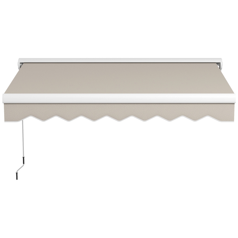 Outsunny Toldo Retráctil Eléctrico Manual 250x200 cm Toldo Portátil con Mando a Distancia Manivela Manual Marco de Aluminio Crema
