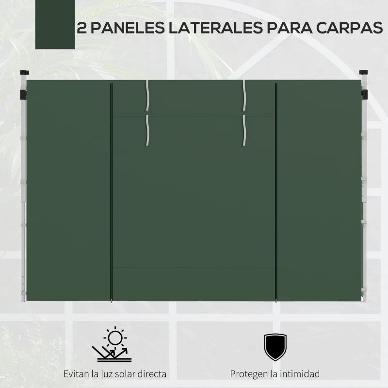 Outsunny 2 Paredes Laterales para Carpa 295x195 cm con Ventana Enrollable y Puerta con Cremallera para Carpa 3x3 m o 3x6 m Verde
