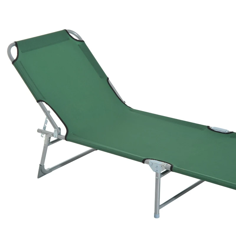 Outsunny Cama de Camping Plegable con Respaldo Ajustable en 4 Niveles Carga 120 kg para Playa Jardín Piscina 187x58x28 cm Verde