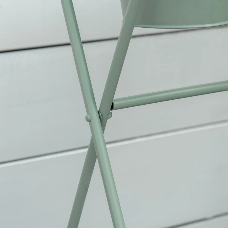 Outsunny Suporte de Metal para Plantas Dobrável com 3 Vasos Incluidos e Prateleira Inferior Suporte para Vasos de Flores Decorativo para Interior e Exterior 47x37x78,5cm Verde