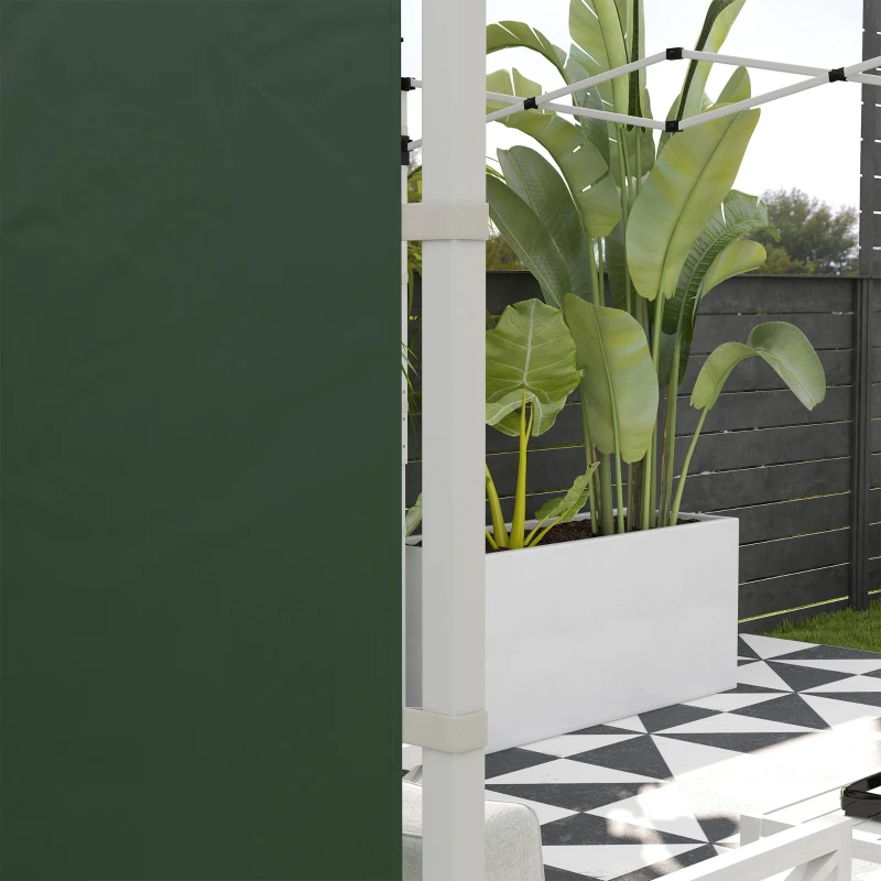Outsunny 2 Paredes Laterales para Carpa 295x195 cm con Ventana Enrollable y Puerta con Cremallera para Carpa 3x3 m o 3x6 m Verde