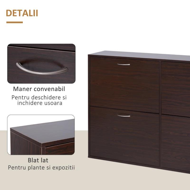 Homcom Pantofar 120×24×81 cm – Rafturi Reglabile, PAL Maro(m-6)