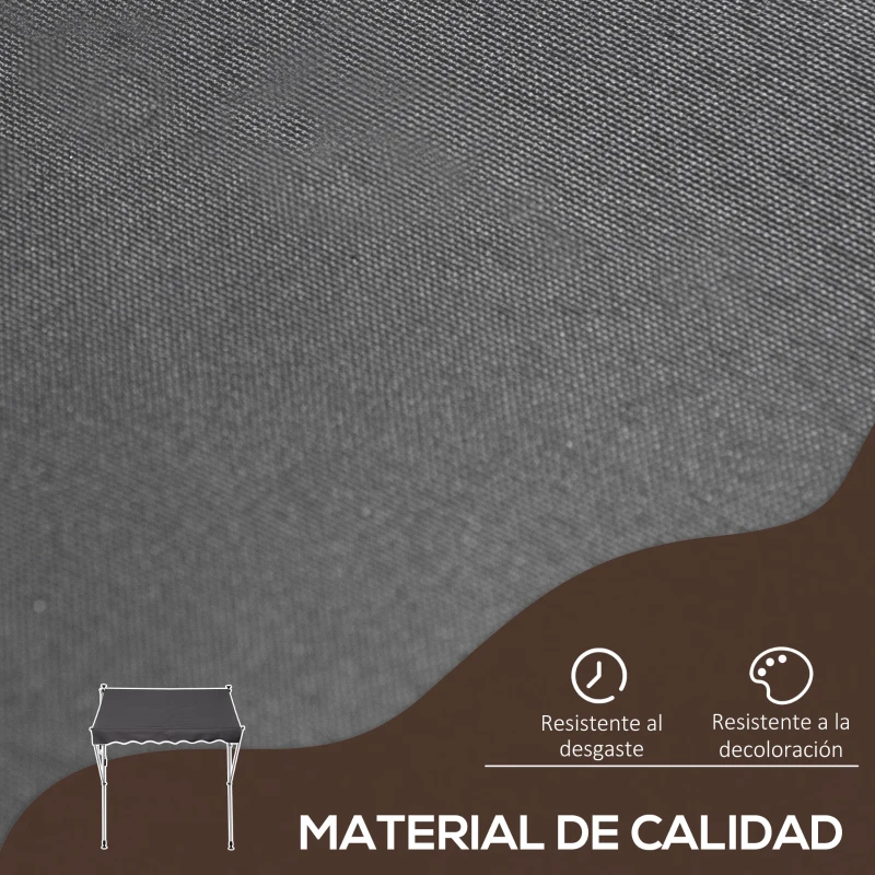 Outsunny Toldo Manual Retráctil 200x150x170-280 cm para Balcón y Terraza con Altura Ajustable con Manivela Gris