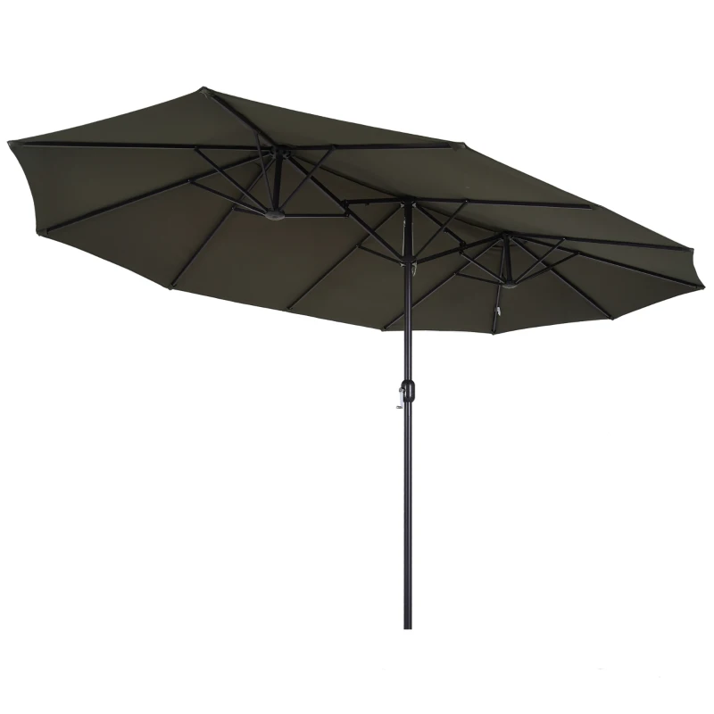 Outsunny Sombrilla Doble para Jardín 460x270x240 cm Parasol Anti UV con Manivela para Exterior Patio Terraza Piscina Color Gris