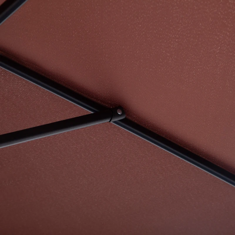 Outsunny Sombrilla para Jardín Ø260x235 cm Parasol de Aluminio Reclinable con Manivela y 6 Varillas de Metal Café