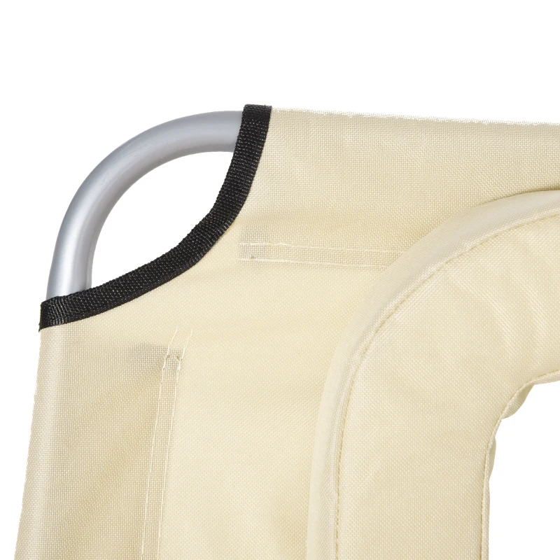 Outsunny Tumbona Reclinable y Plegable de Jardín con Orificio de Lectura Reposacabezas y Respaldo Ajustable en 5 Niveles para Playa 182x56x28 cm Beige