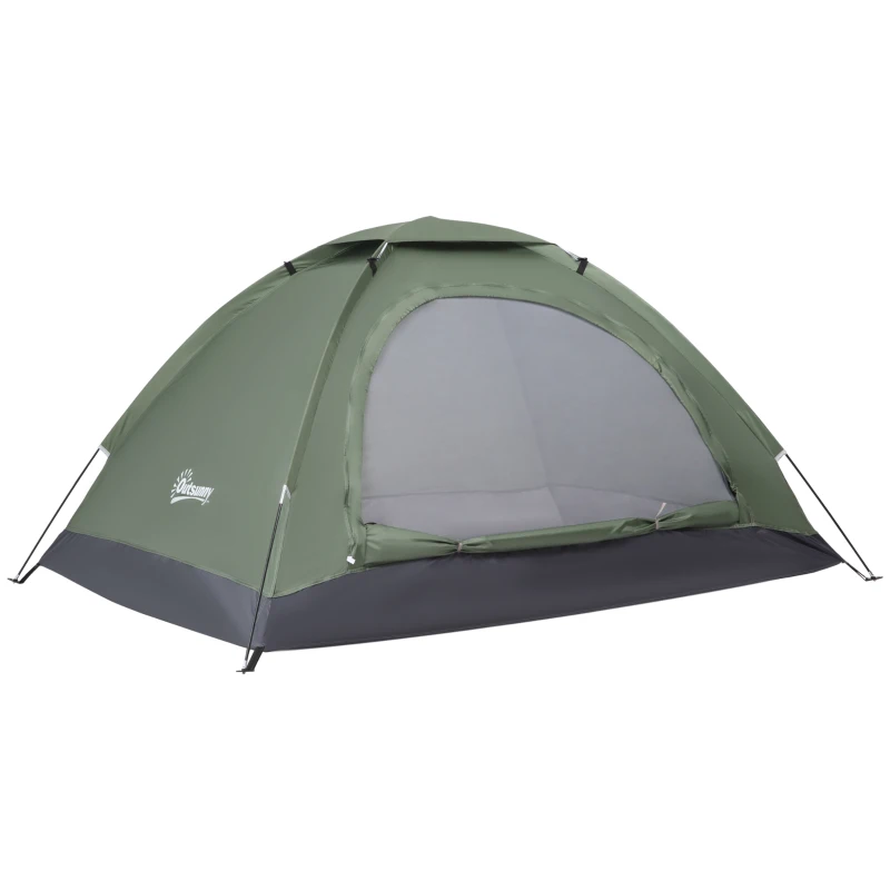 Outsunny Tienda de Camping Plegable con 2 Ventanas de Malla Bolsa de Transporte y Marco de Fibra de Vidrio 206x152x110 cm Verde