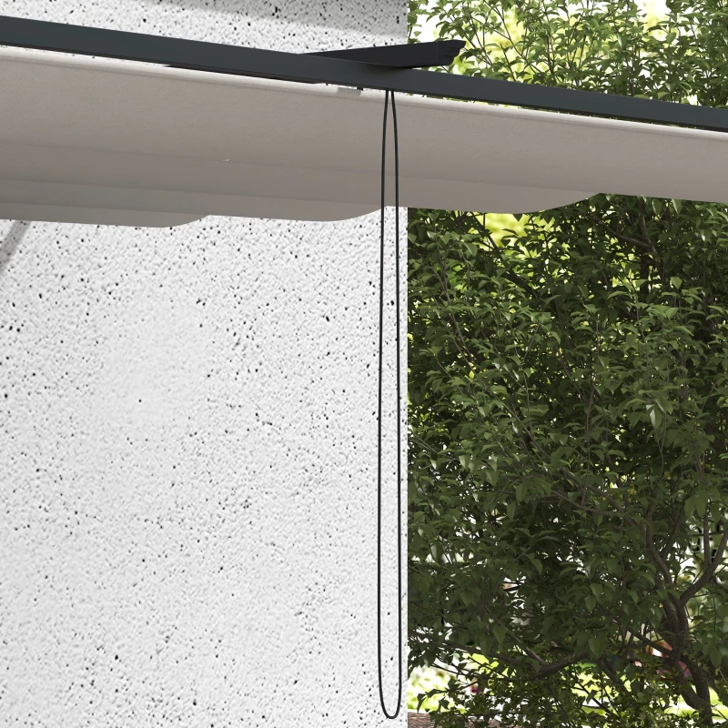 Outsunny Pérgola de Pared para Exterior con Techo Retráctil para Patio Terraza Jardín 390x290x220 cm Crema
