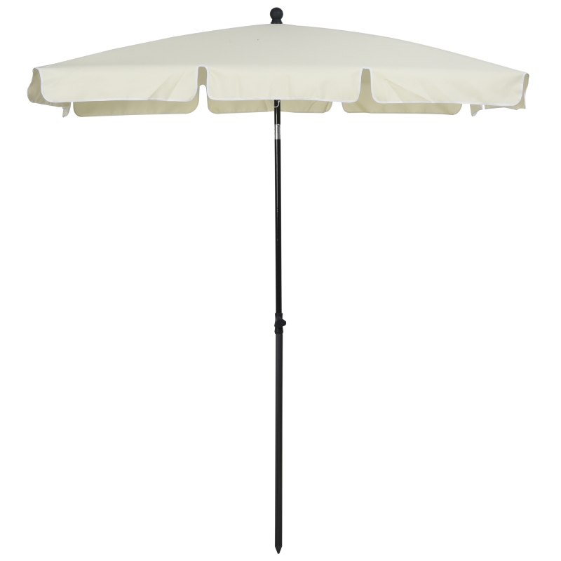 Outsunny Sombrilla de Terraza de Aluminio 198x130x245 cm Parasol de Jardín Rectangular con Función de Inclinación Beige