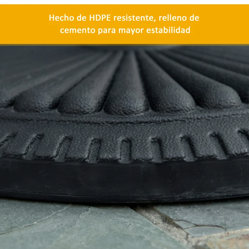 Outsunny Base para Sombrilla de Jardín Peso Neto 14 kg Soporte de Parasol Apto para Postes de 35mm/38mm/48mm Rellena de Cemento Metal para Terraza Exterior Ø49x32 cm Negro