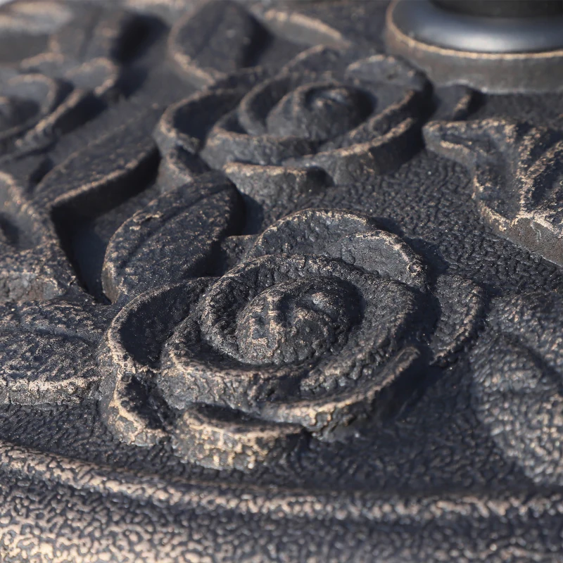 Outsunny Base para Sombrilla de Jardín de 9 kg Soporte de Parasol Redondo de Resina para Postes de 38mm/48mm Ø45,5x31 cm Bronce