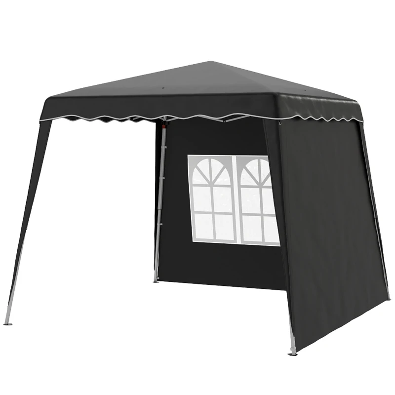 Outsunny 2.4 x 2.4m Two Wall Pop Up Gazebo - Black