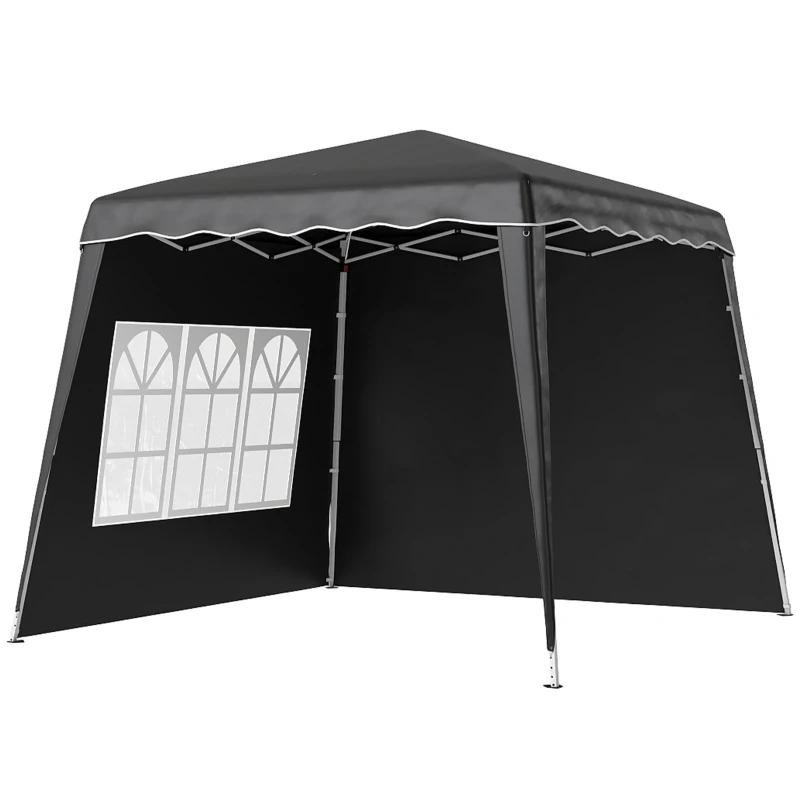 Outsunny 2.4 x 2.4m Two Wall Pop Up Gazebo - Black