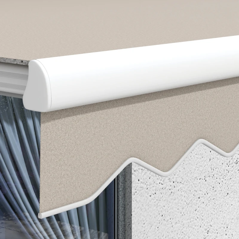 Outsunny Toldo Retráctil Eléctrico Manual 250x200 cm Toldo Portátil con Mando a Distancia Manivela Manual Marco de Aluminio Crema