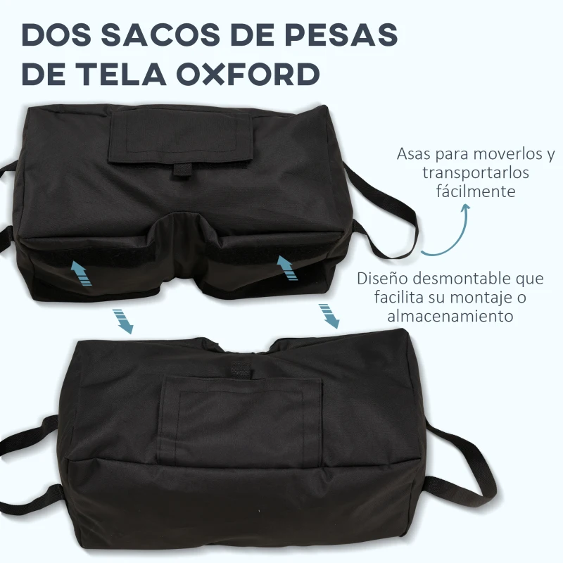 Outsunny Juego de 2 Bolsas de Arena Peso para Sombrilla 50kg con Pala y Asas Cubierta de Tela Oxford Impermeable 50x25x18cm Negro